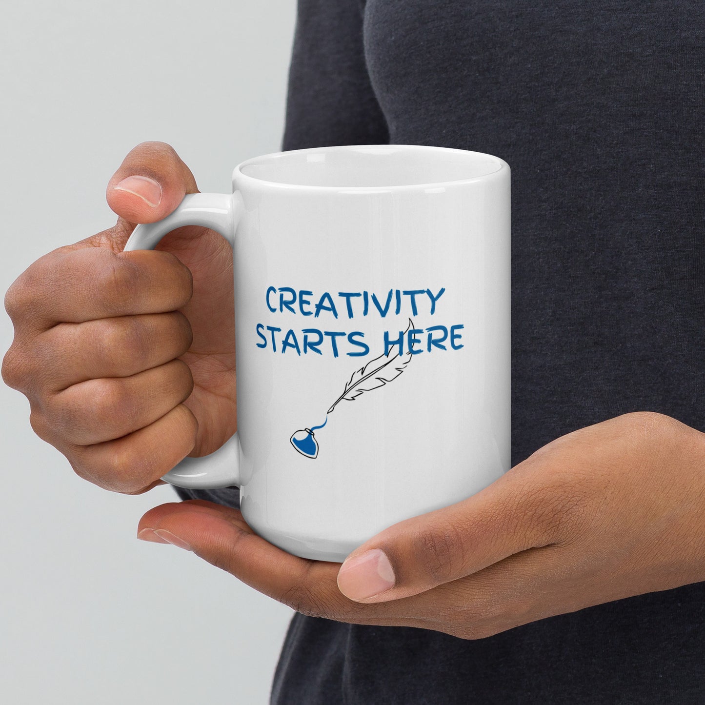 Creativity starts here White glossy mug