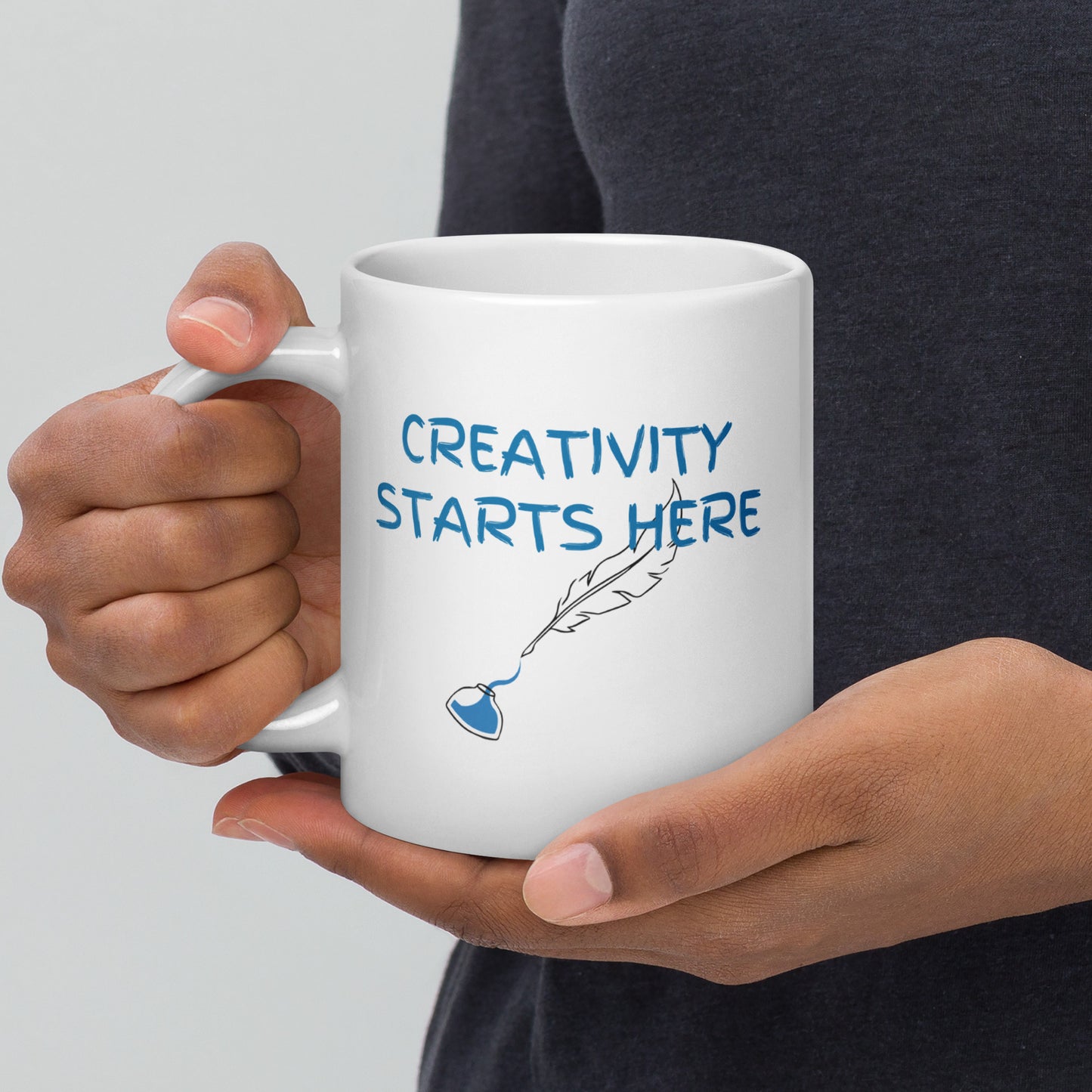 Creativity starts here White glossy mug