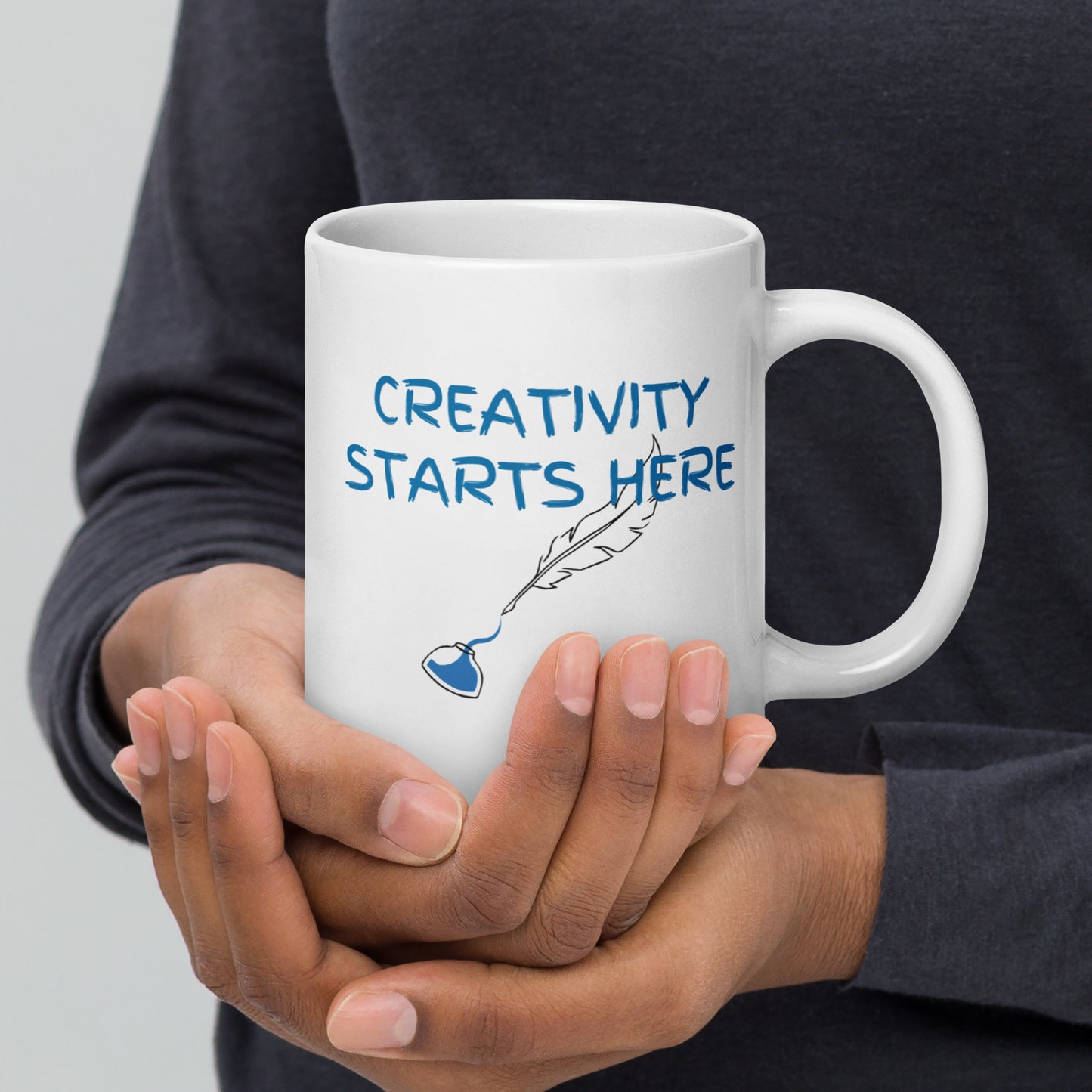 Creativity starts here White glossy mug